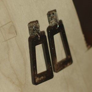 NEW Handcrafted Earrings Acrylic Resin Dark Black